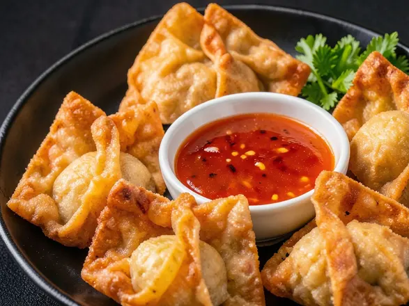 Crab rangoon with sweet chili sauce