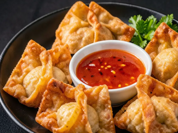 Crab rangoon with sweet chili sauce