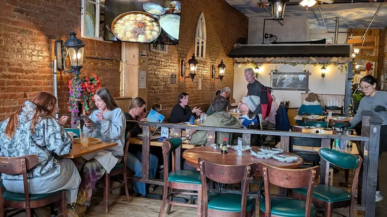Guests at lunch in the dining room