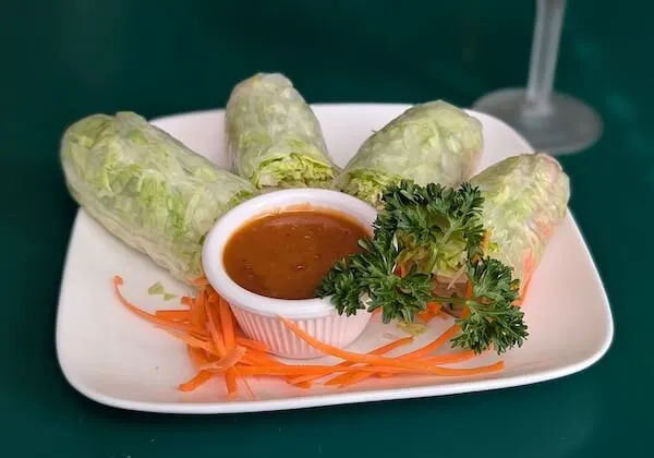 Fresh spring rolls with a dipping sauce